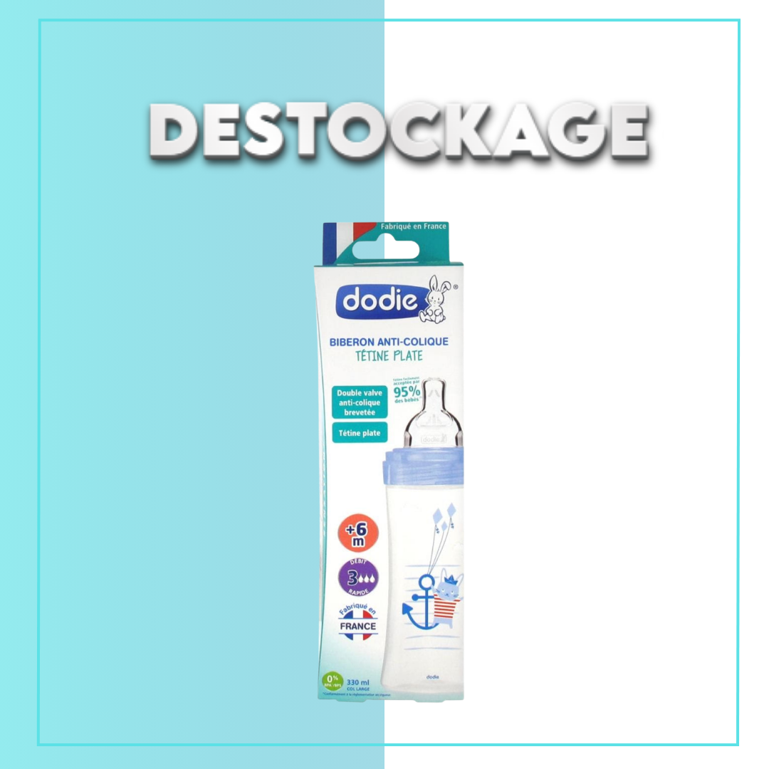 destockage cabossé (62) Dodie Biberon senstation + Tetine plate 330ml +6m - DESTOCKAGE – Image 1