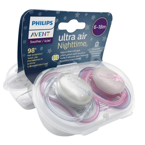 Avent Sucette Air Night time 6-18M+Sucette Air Night Time -50% SCF376/13+37