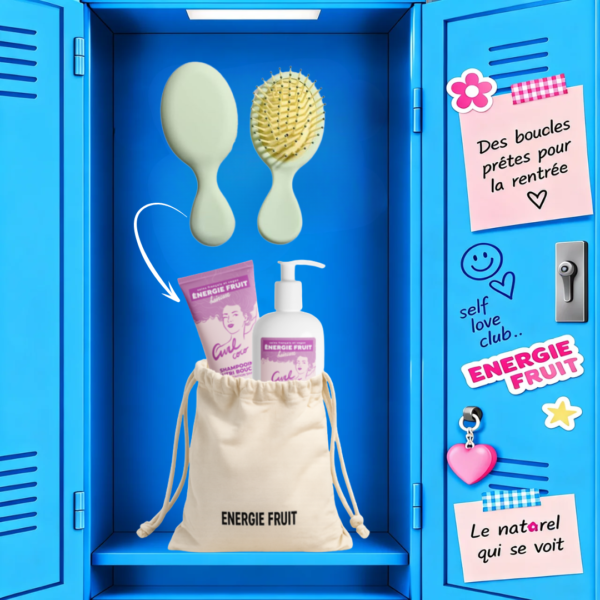 ENERGIE FRUIT COCO CURL  SHAMPOING + MASQUE  = Pochon et mini brosse offerts