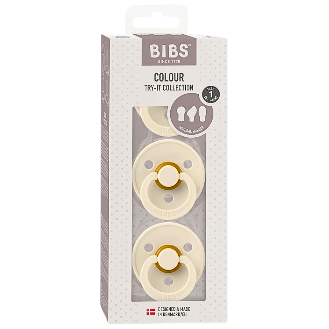 Bibs-Colour-Try-It-Pack-Ivory-Size-1-0m.png Bibs Colour 3 Sucettes It Pack Ivory Size 1 +0mois – Image 1