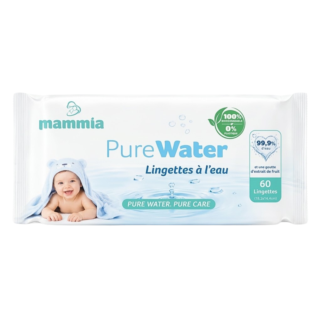 Mammia-Lingettes-Pure-Water-60-pcs.png Mammia Lingettes A L'eau Pure Water 60 Pieces – Image 1