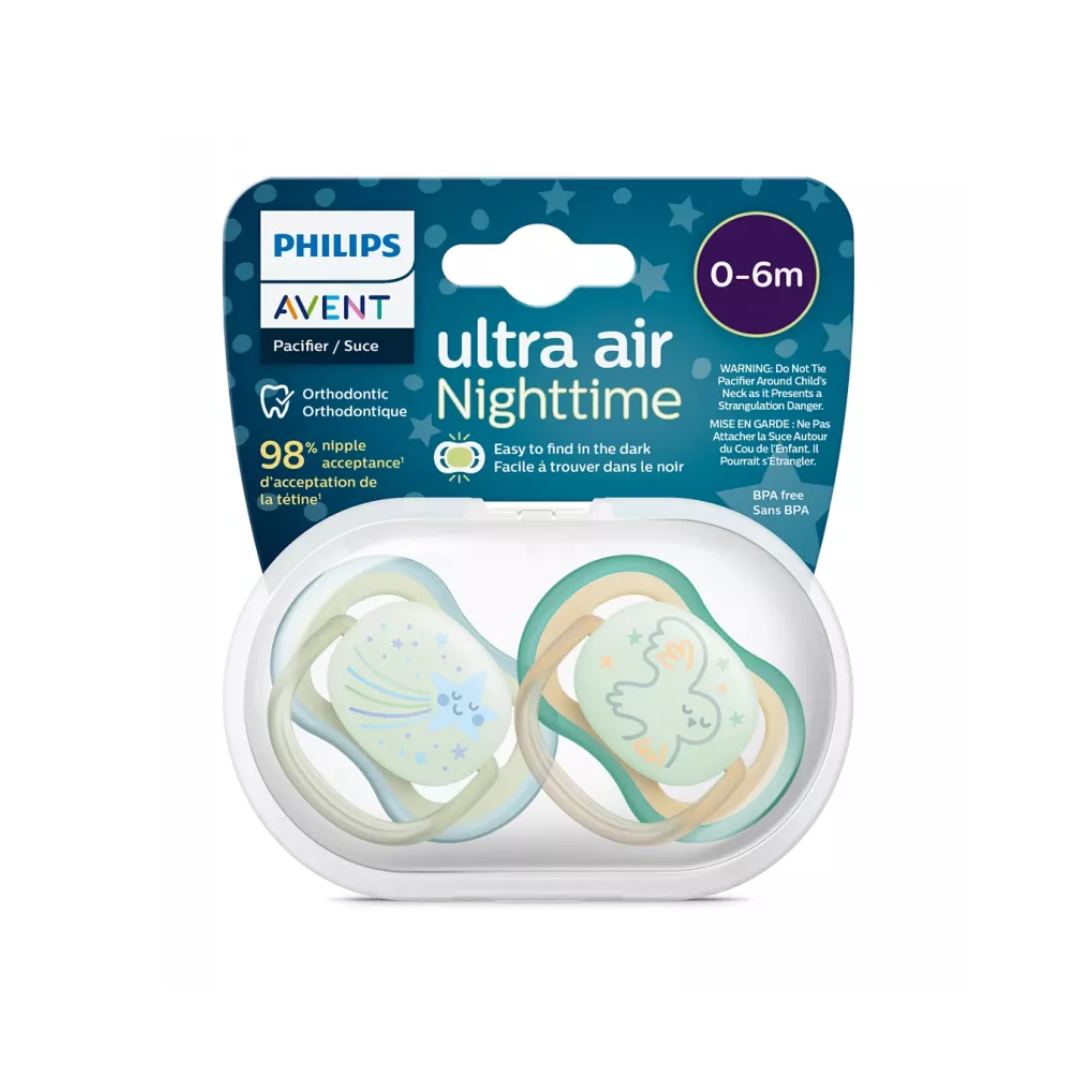 Avent Sucette Ultra Air Night Time 0-6m Scf37618 Boy